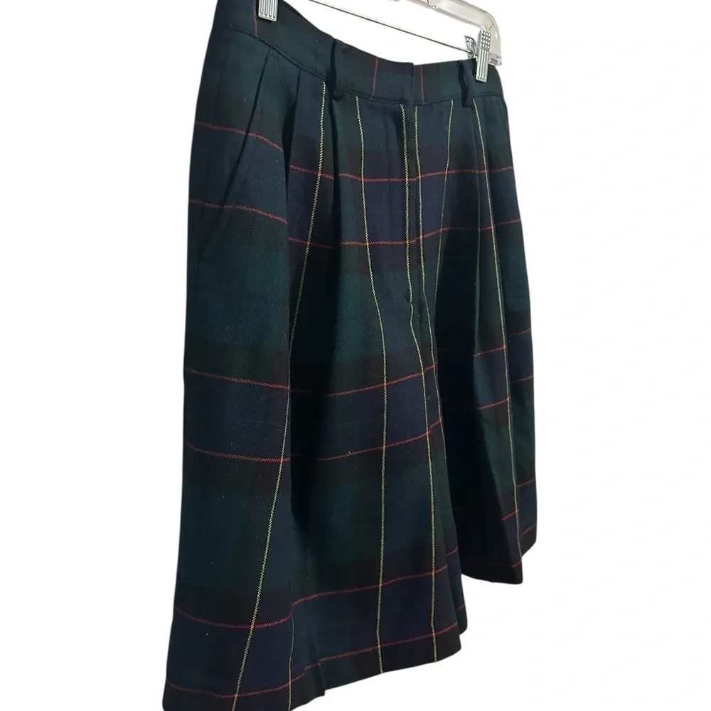 Lord & Taylor High Waist Plaid Shorts - Blue‎ and Green 100% Wool Preppy Size 10